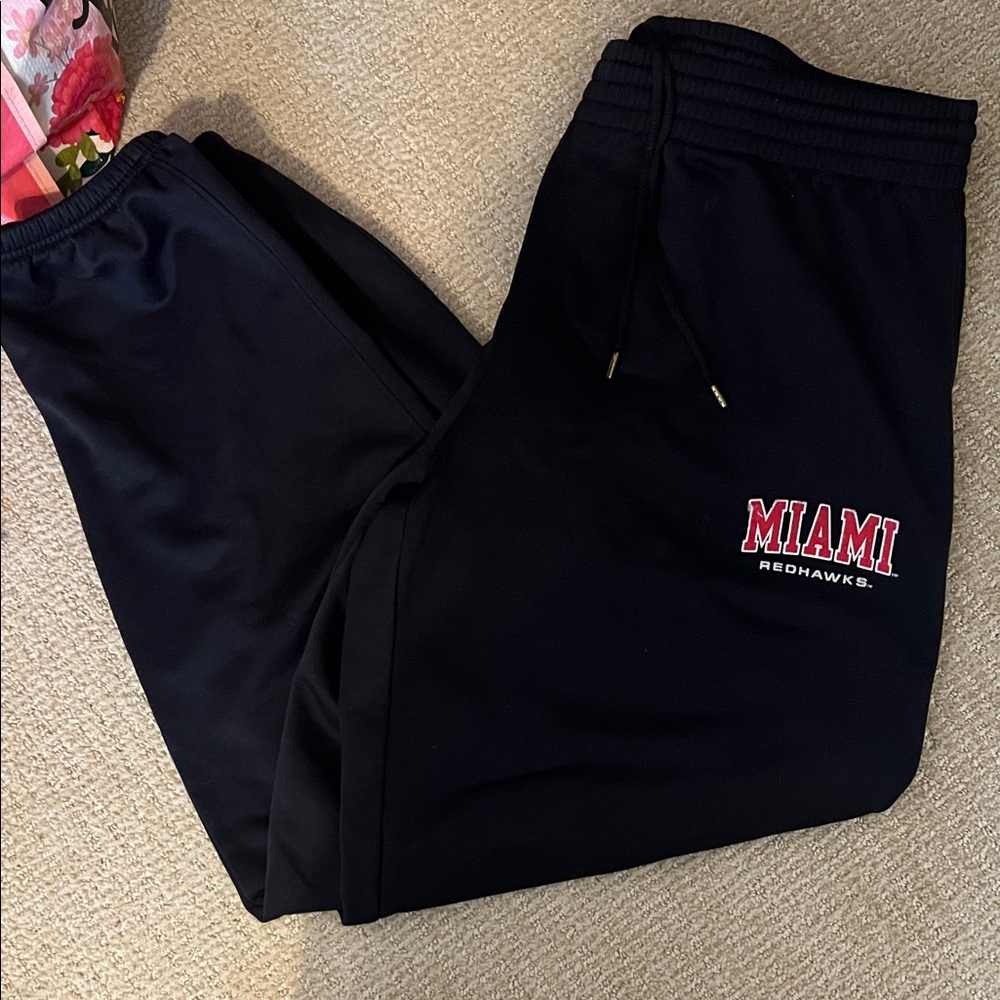 Men’s Miami RedHawks Black Sweatpants, Under Armour, XL